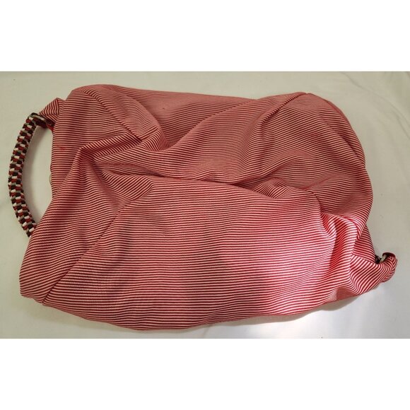 Lacoste Red And White Stripe Athletic Hobo Large Bag - Picture 7 of 7